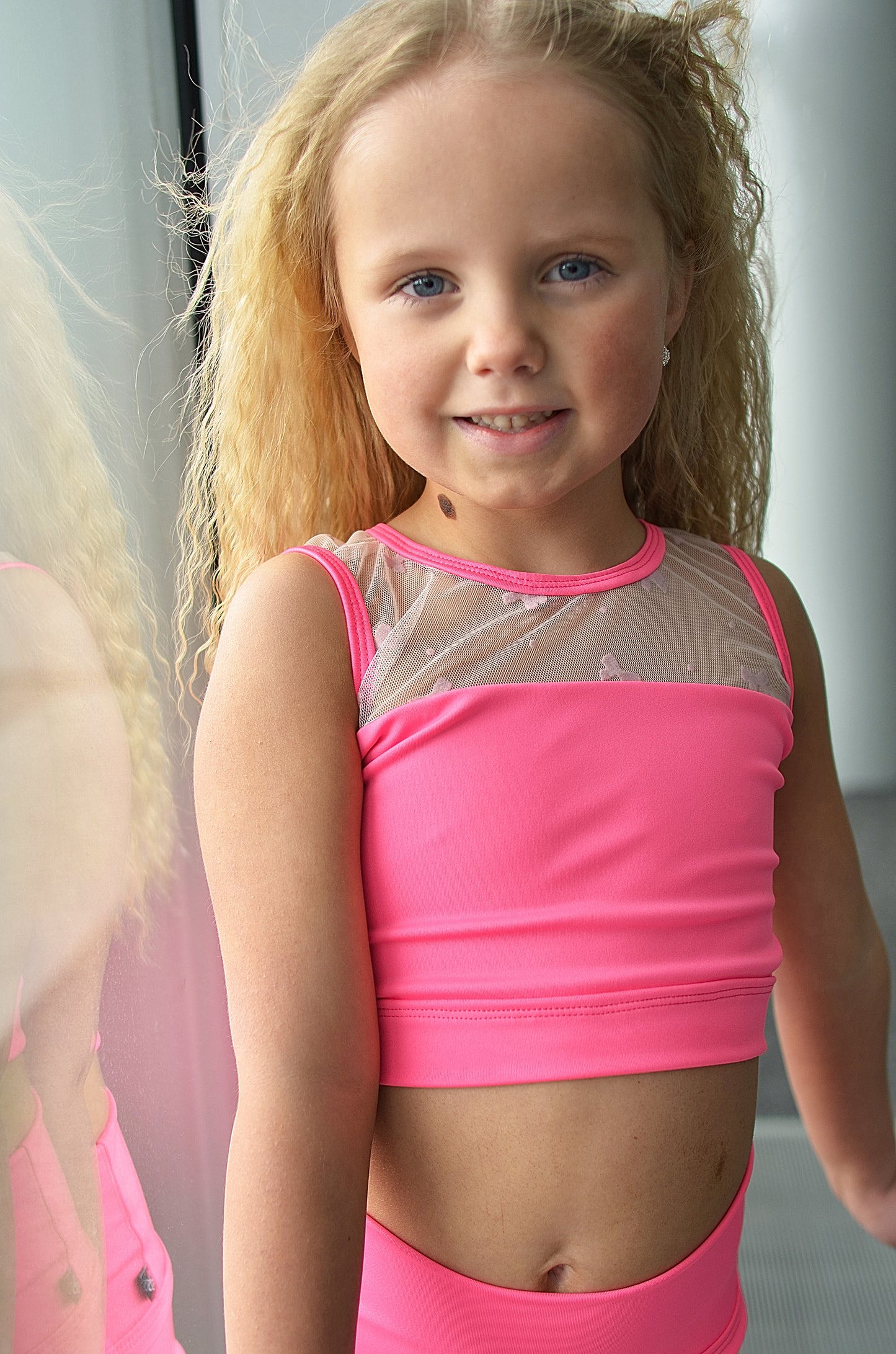 XO Soel Top - Neon Pink/Bow Mesh