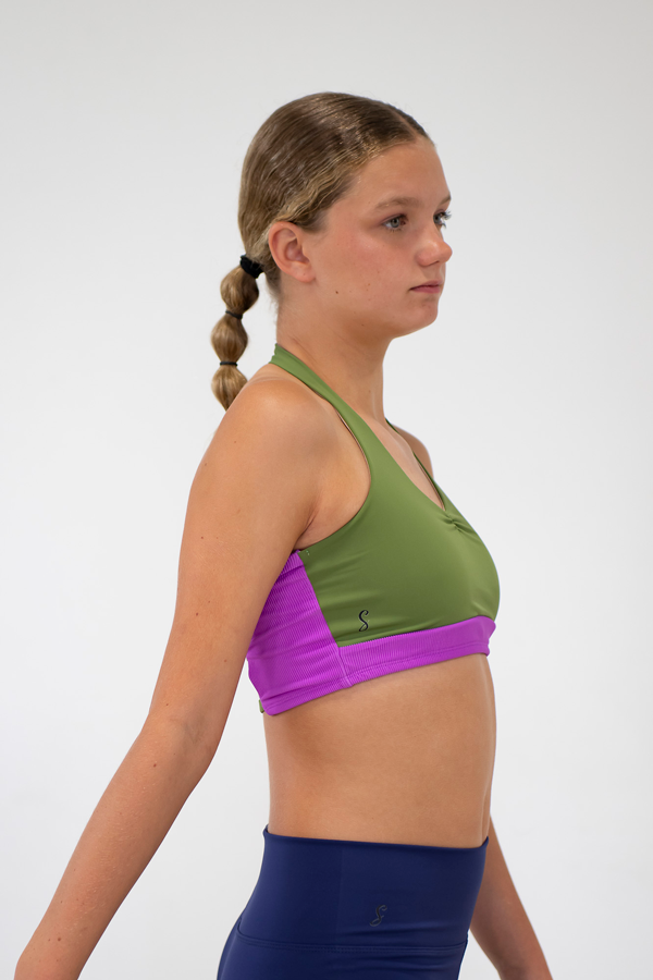 Call Back Halter - Olive/ Ribbed Purple