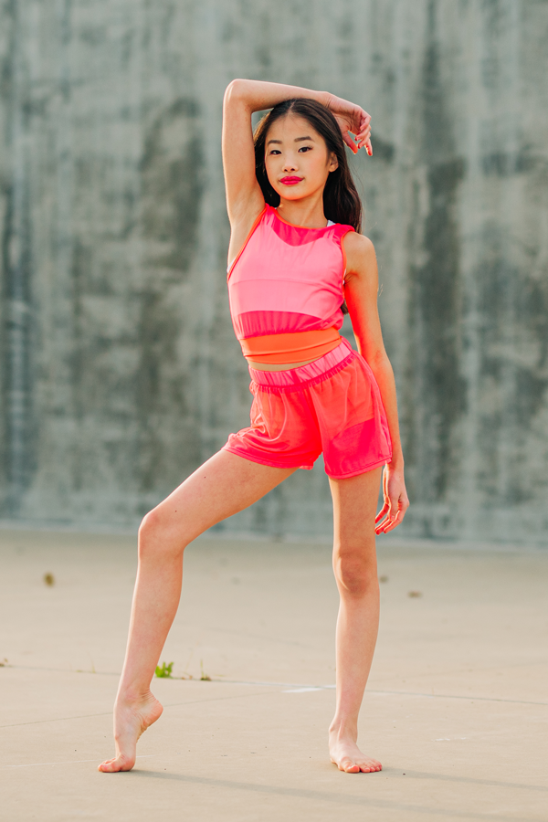 Hustle Crop - Bright Coral Mesh