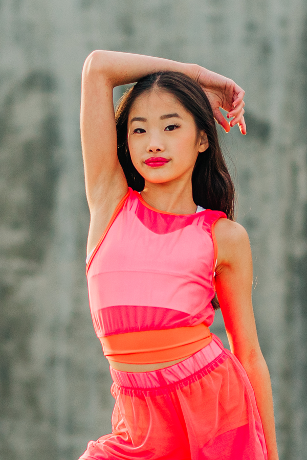Hustle Crop - Bright Coral Mesh
